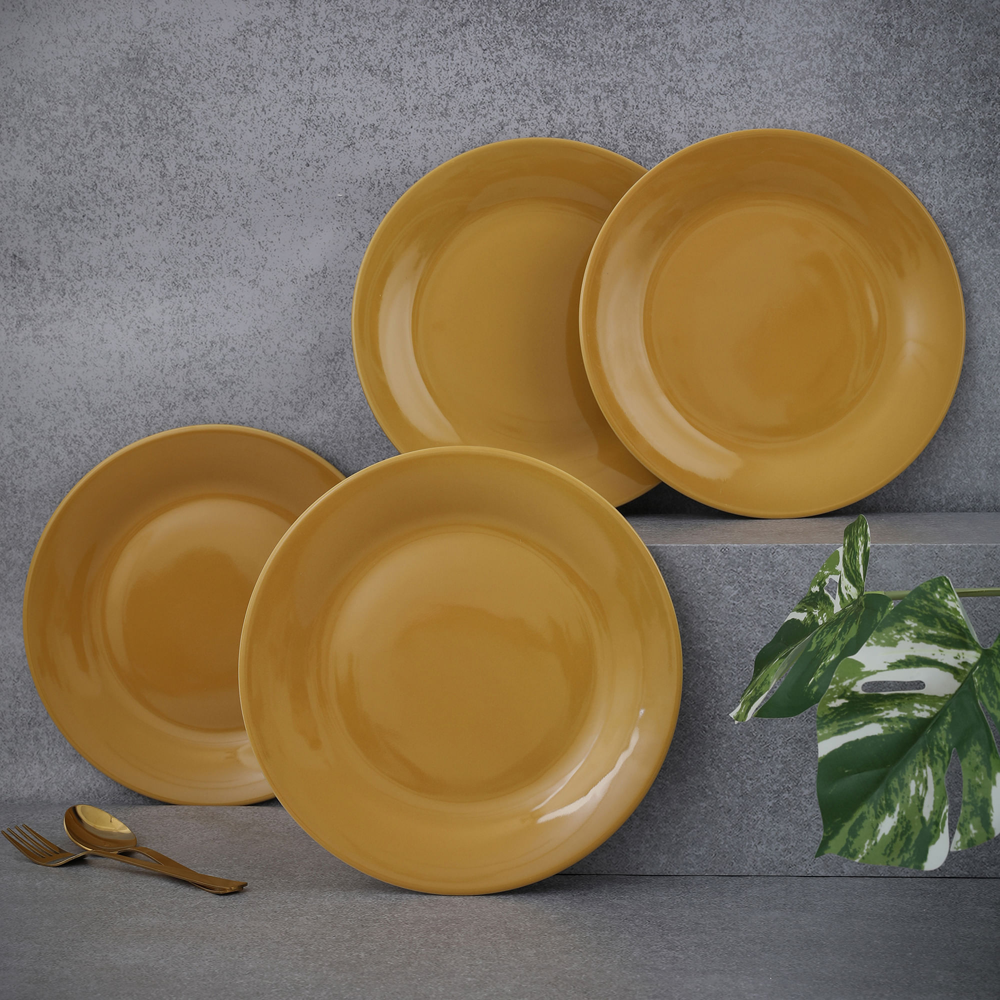 Buy Palette Ceramic 10.5 Inch Dinner Plate 4 Pcs in Yellow Colour Online at  Best Price-HomeTown