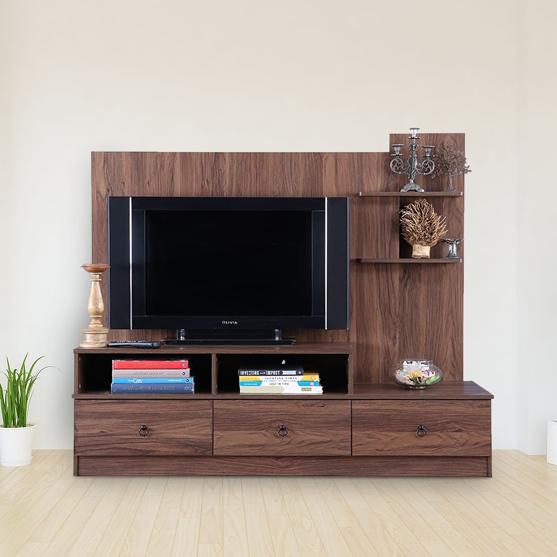 Buy Nicole Engineered Wood Wall Unit in Walnut Colour Online at ...