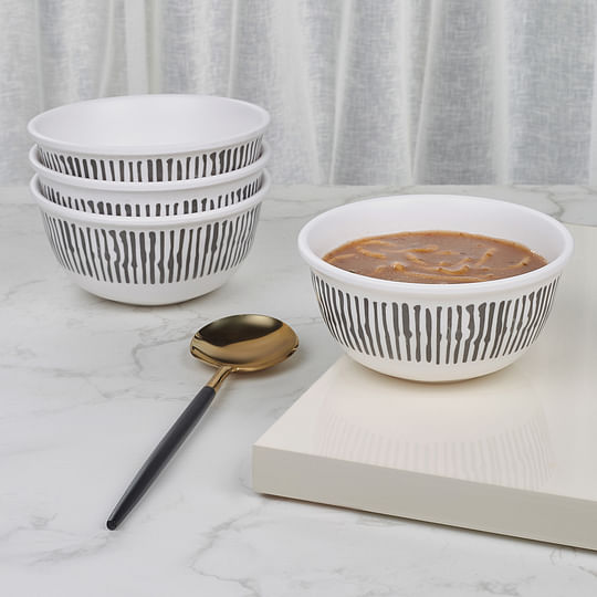 Buy Linea Melamine Soup Bowl Set of 4 in Black & White Colour Online at  Best Price-HomeTown