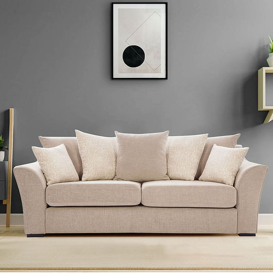 Buy Perth Fabric Three Seater Sofa in Beige Colour Online at Best  Price-HomeTown
