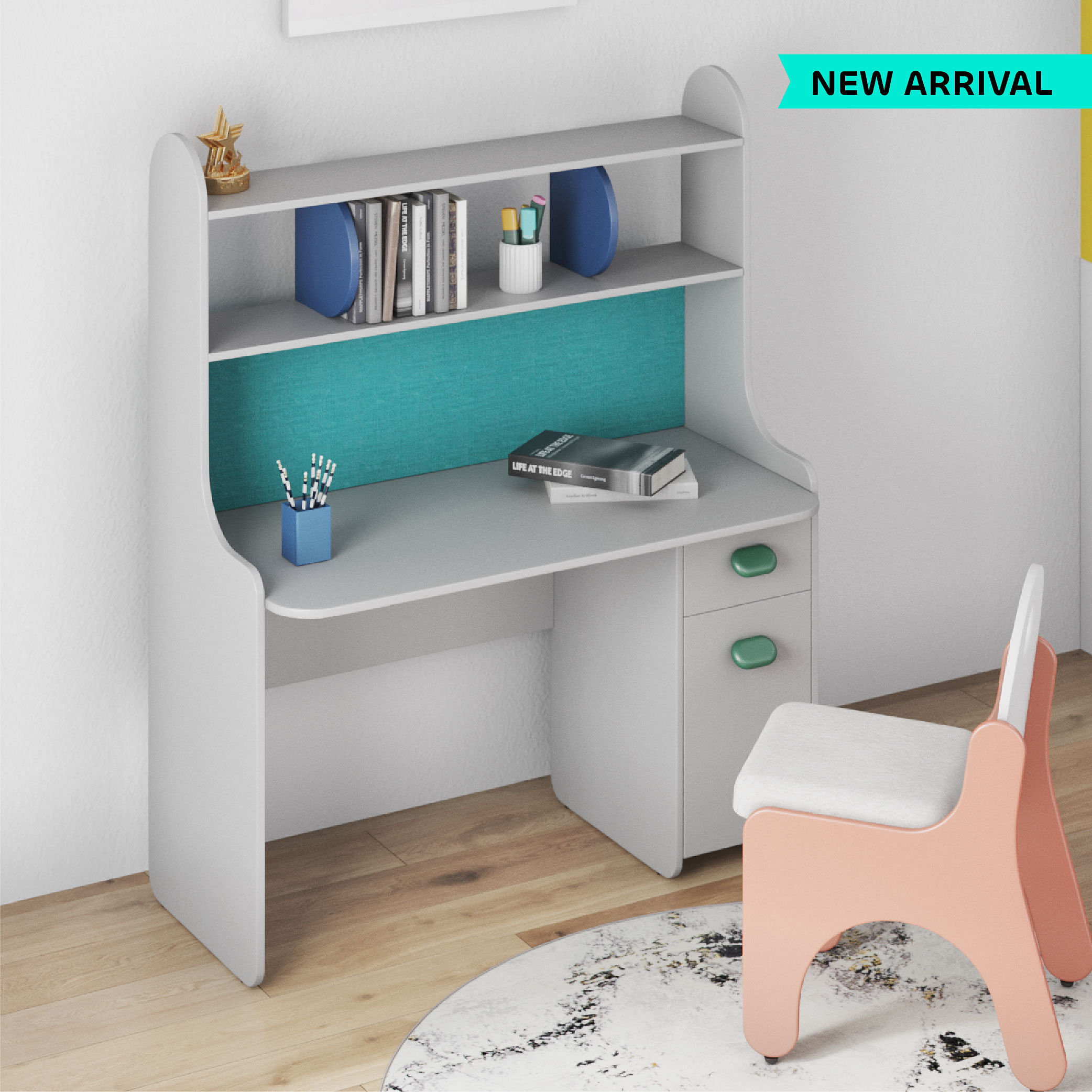 Buy Allrounder Study Desk with Storage and Pin-up Board in Rainy Grey  Colour Online at Best Price-HomeTown