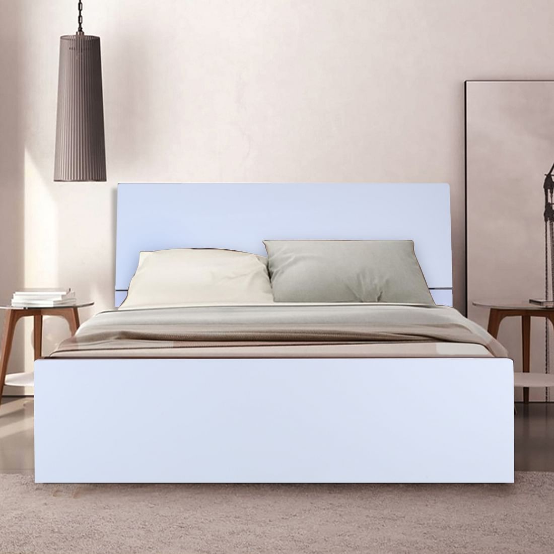 Edwardo King Size Bed in High Gloss White Colour