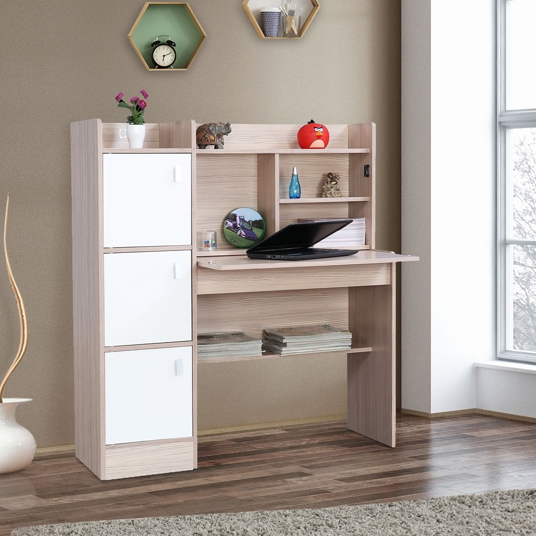 Buy Ace Engineered Wood Study Table in White Colour Online at Best ...