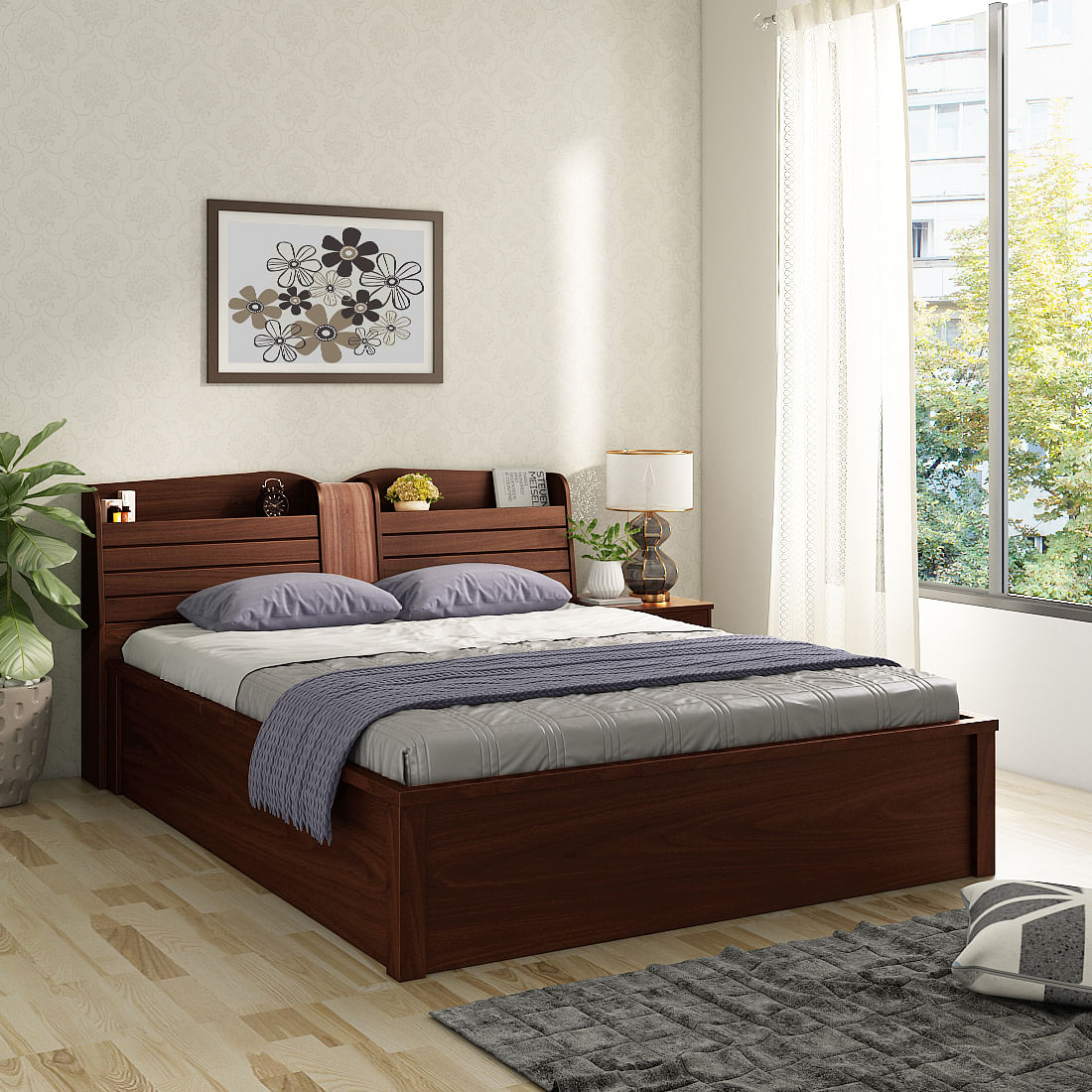 Buy Magnum Engineered Wood Queen Bed with Box Storage in Urban ...