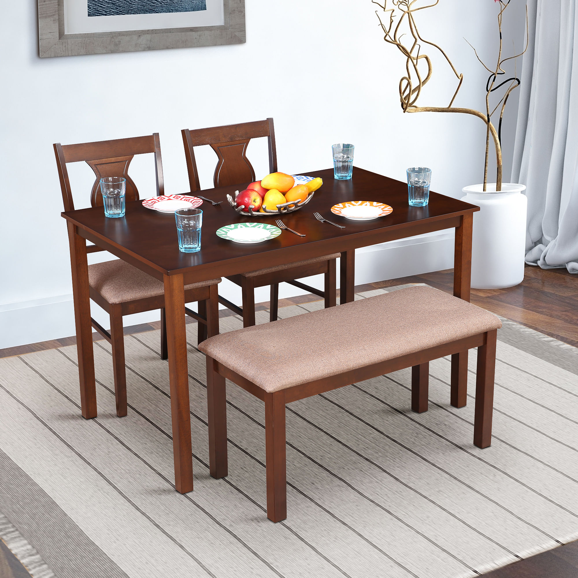 Artois Solidwood 4 Seater Dining Set in Antique Cherry Colour