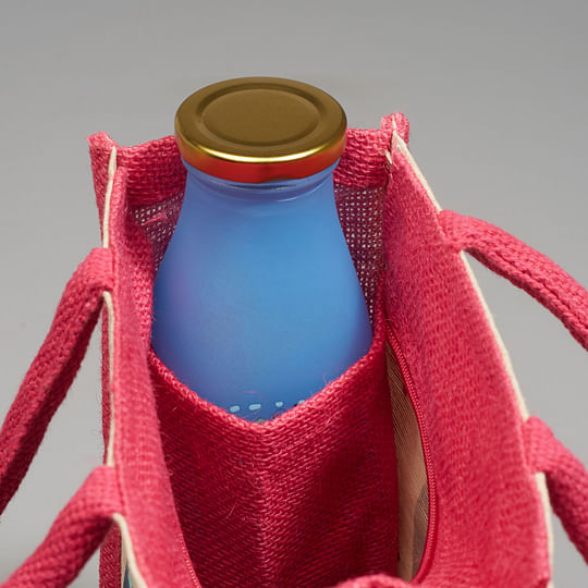 DIY Jute Lunch Bag With Water Bottle Holder Inside