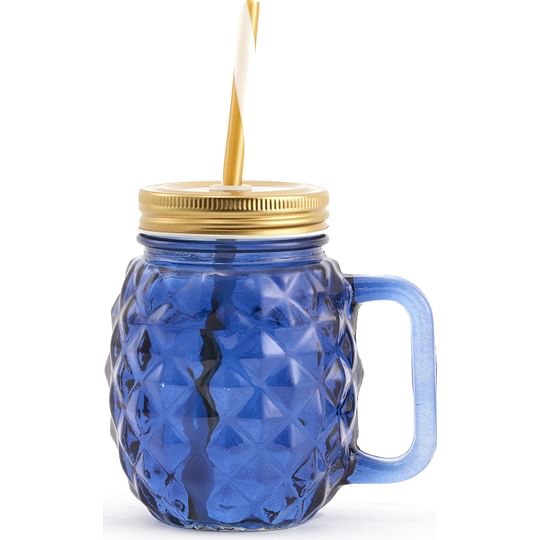 Blue Pineapple Shaped Mason Jar Tumbler
