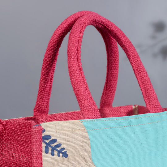 Buy Good Life Jute Reversible Salt, Sea & Snack Printed Lunch Bag 25.5 x  25.5 Cm in Pink Colour Online at Best Price-HomeTown