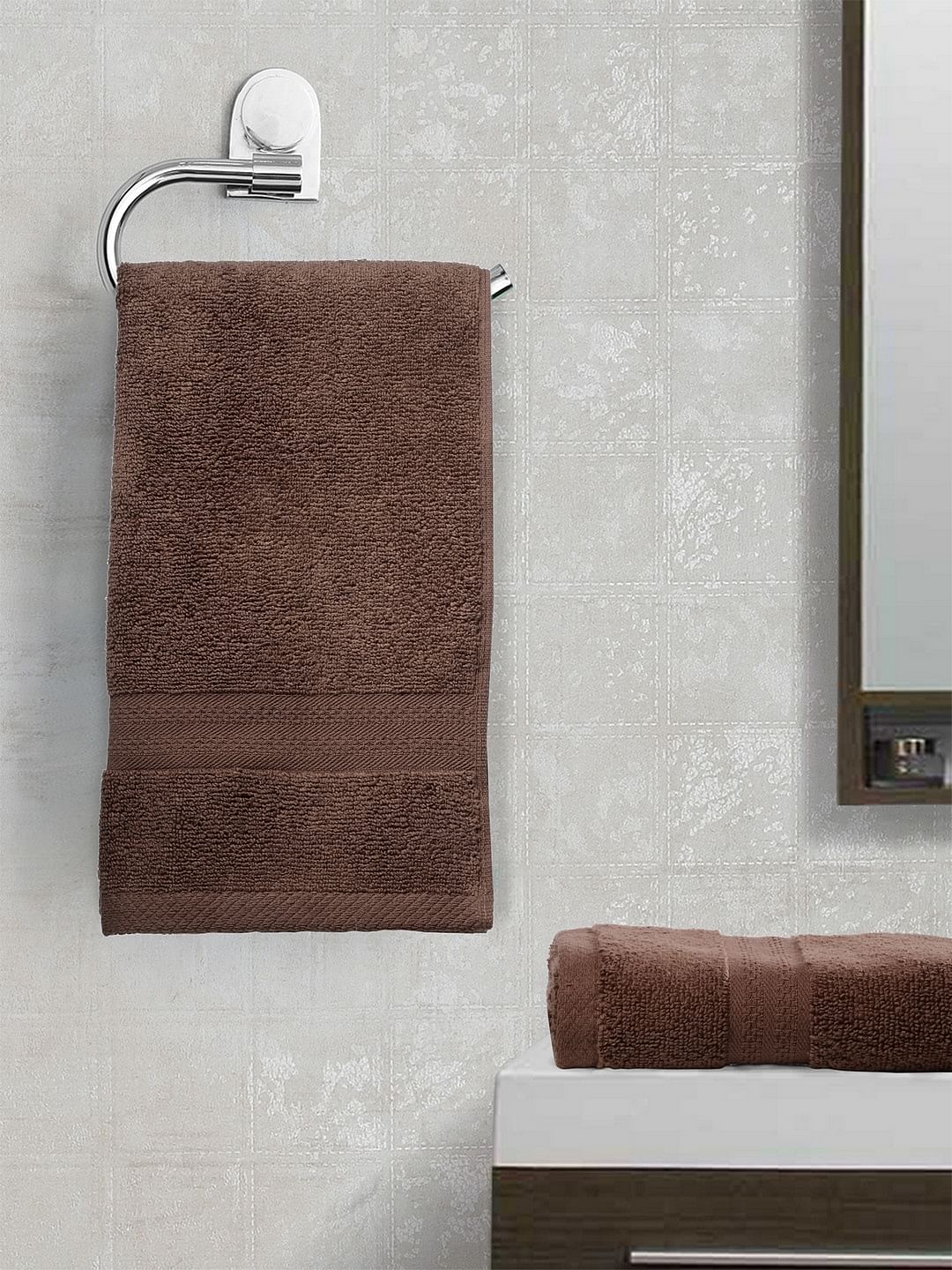 Paradiso Cotton Set Of 2 Hand Towel 40X60 Cm 500 Gsm in Chocolate Colour