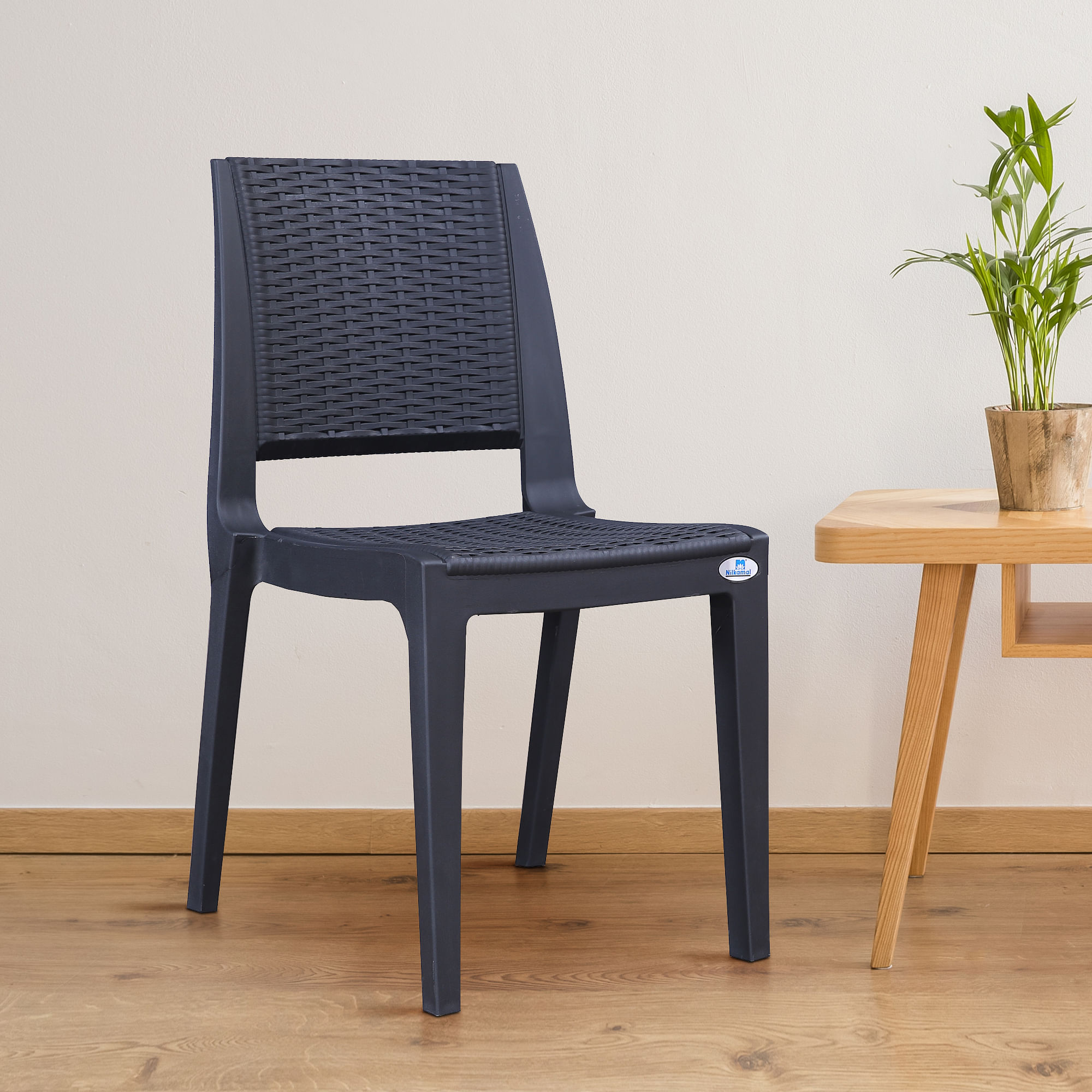 Buy Enamora Plastic Plastic Chair in Black Colour Online at Best Price