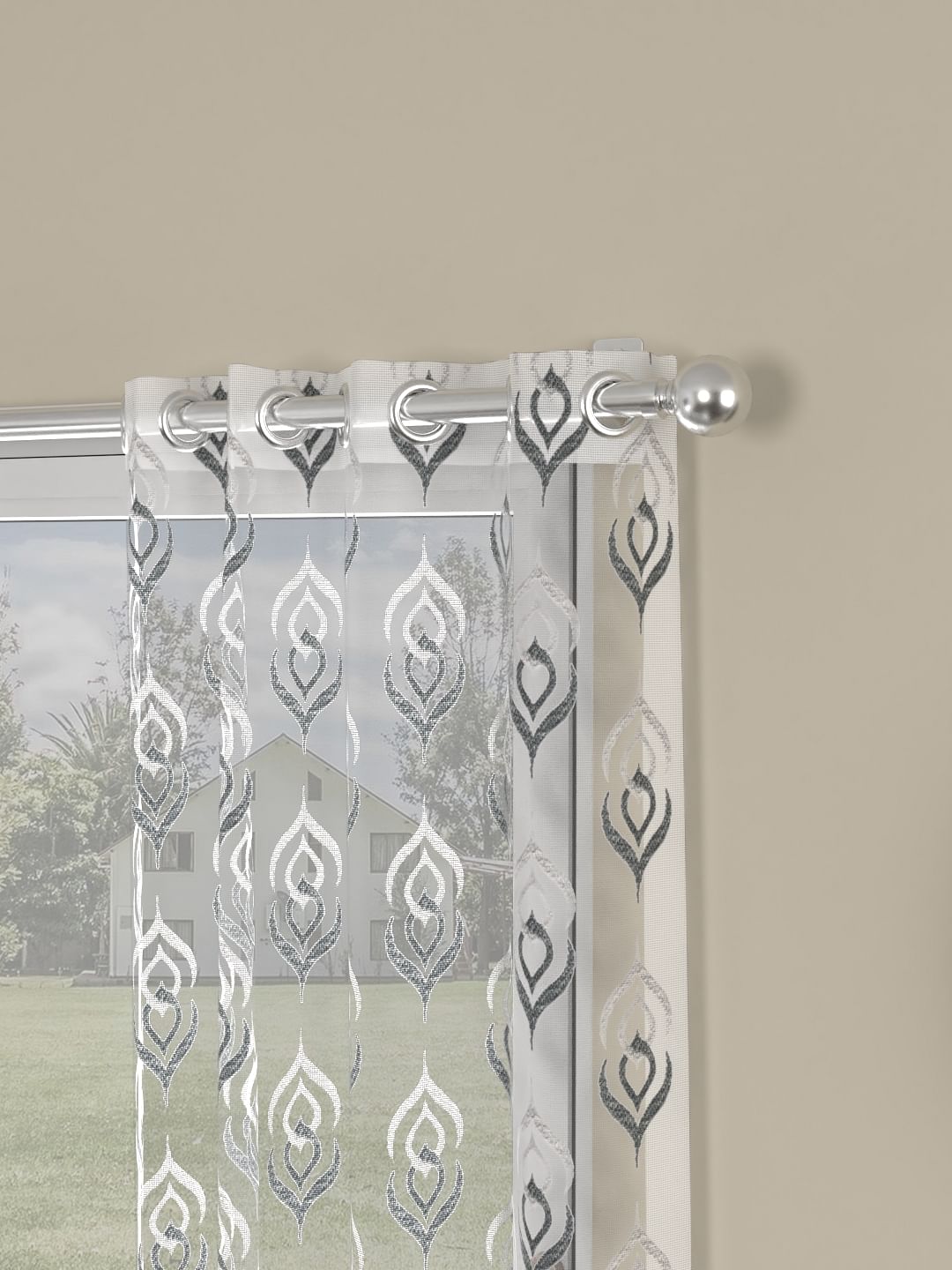Rosara Home Polyester Curtain in Grey Colour