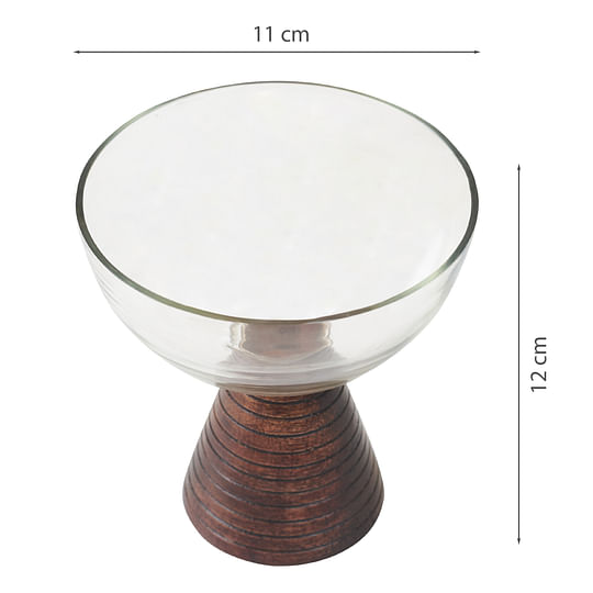 Buy Nelumbra Metal, Glass and Wood Dessert Bowl Set in Transparent
