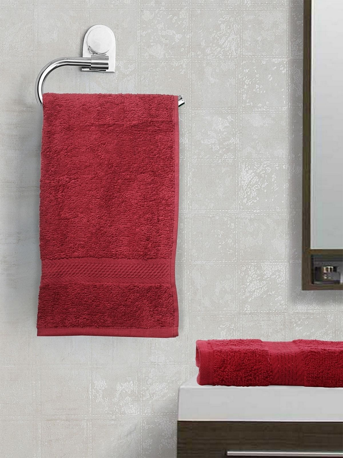 Paradiso Cotton Set Of 2 Hand Towel 40X60 Cm 500 Gsm in Burgundy Colour