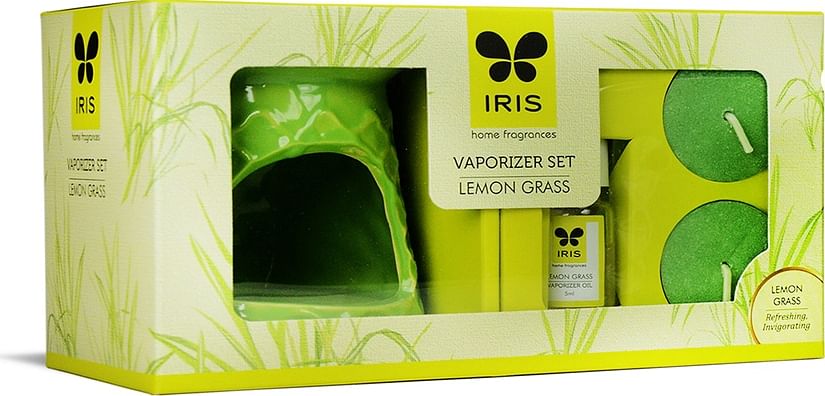 Vapourizer Set Ceramic 5Ml With 2 Tealights in Lemongrass Colour
