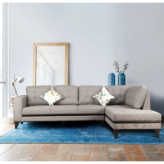Garcia Fabric 3 Seater Sofa With Left Hand Side Lounger In Grey Colour Online At Best Hometown