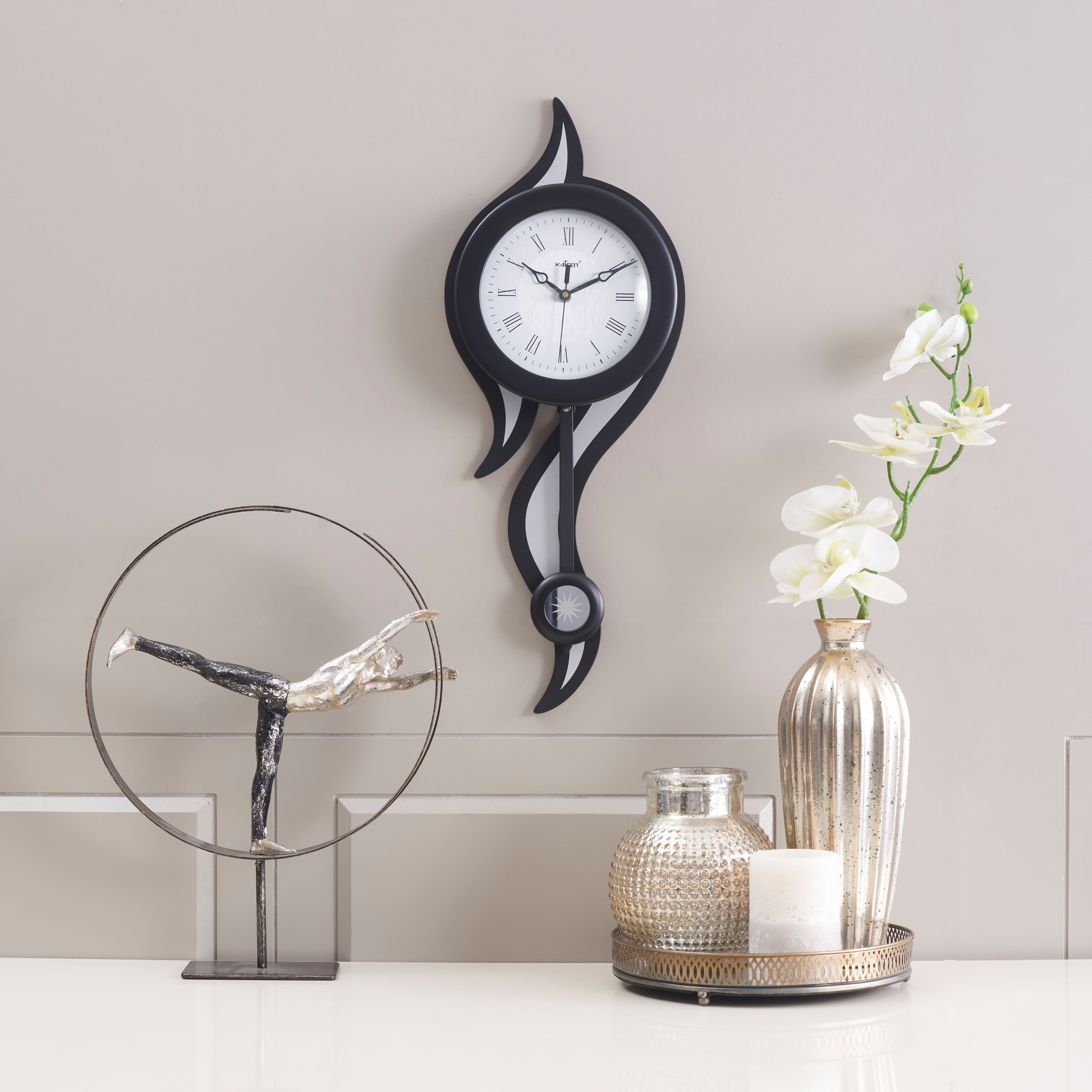 Wooden Wall Clock in Black Colour by Kaiser