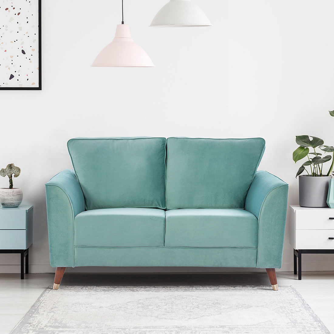 2 seater deals teal velvet sofa