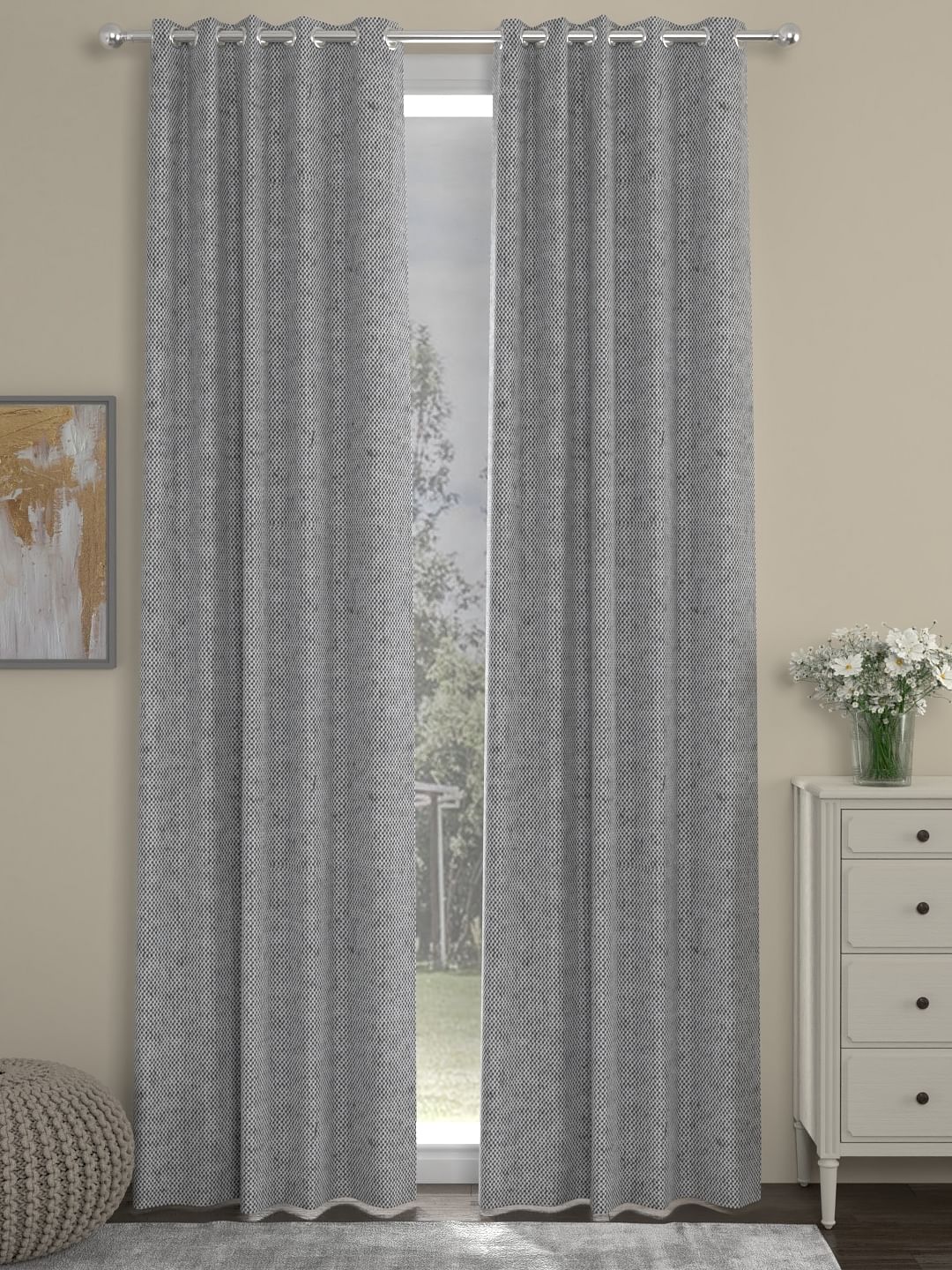 Rosara Home Polycotton Curtain in Grey Colour