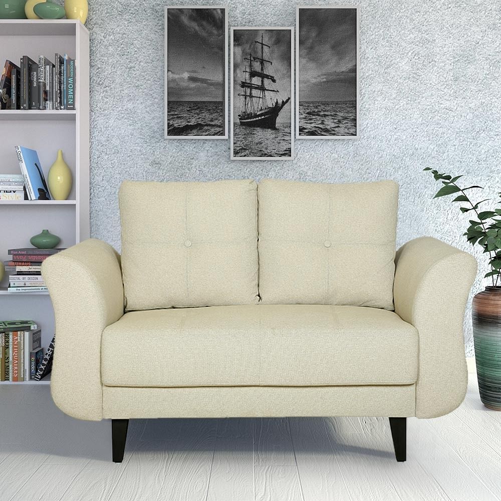 Alzena Fabric Two Seater Sofa in Beige Colour