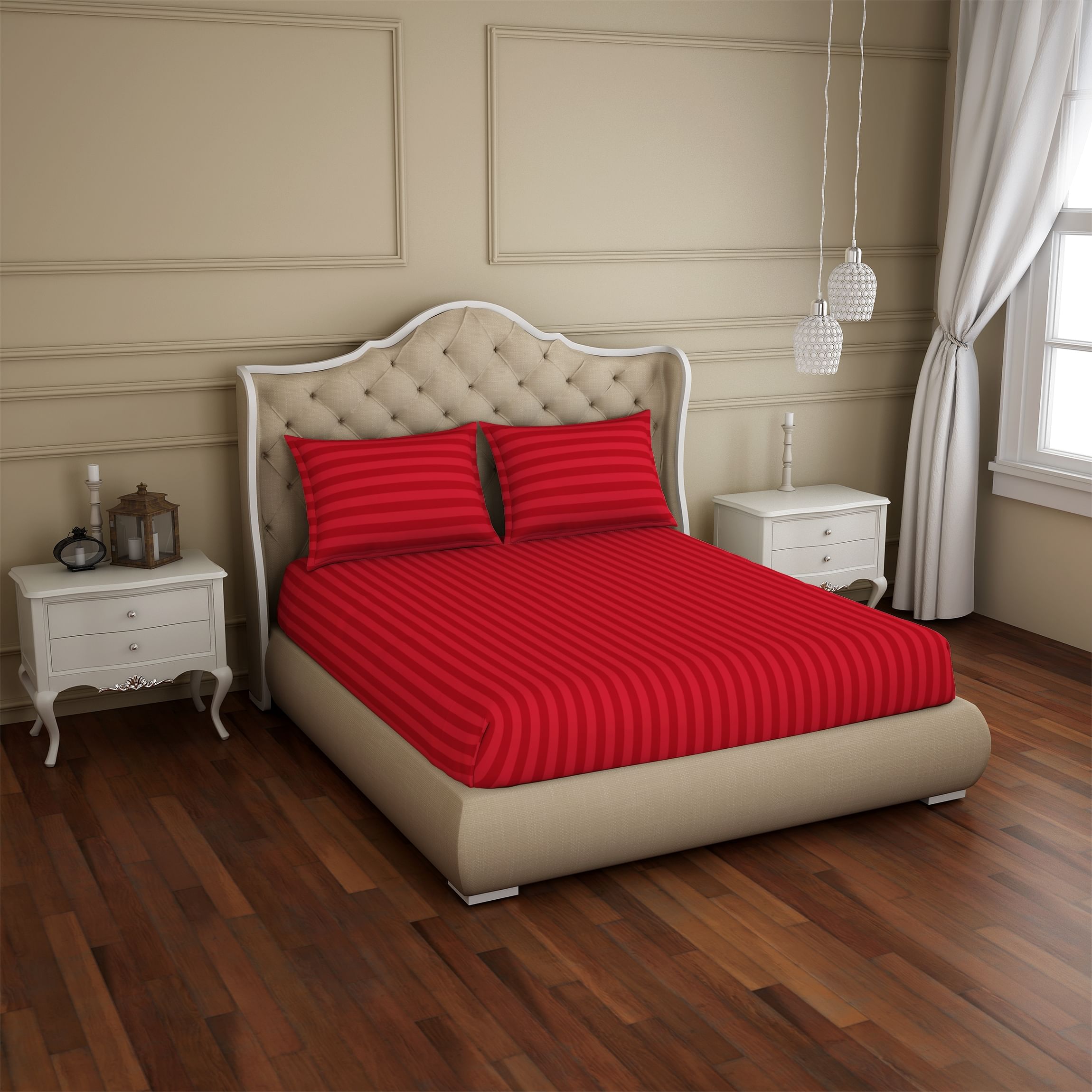 red colour bed sheet