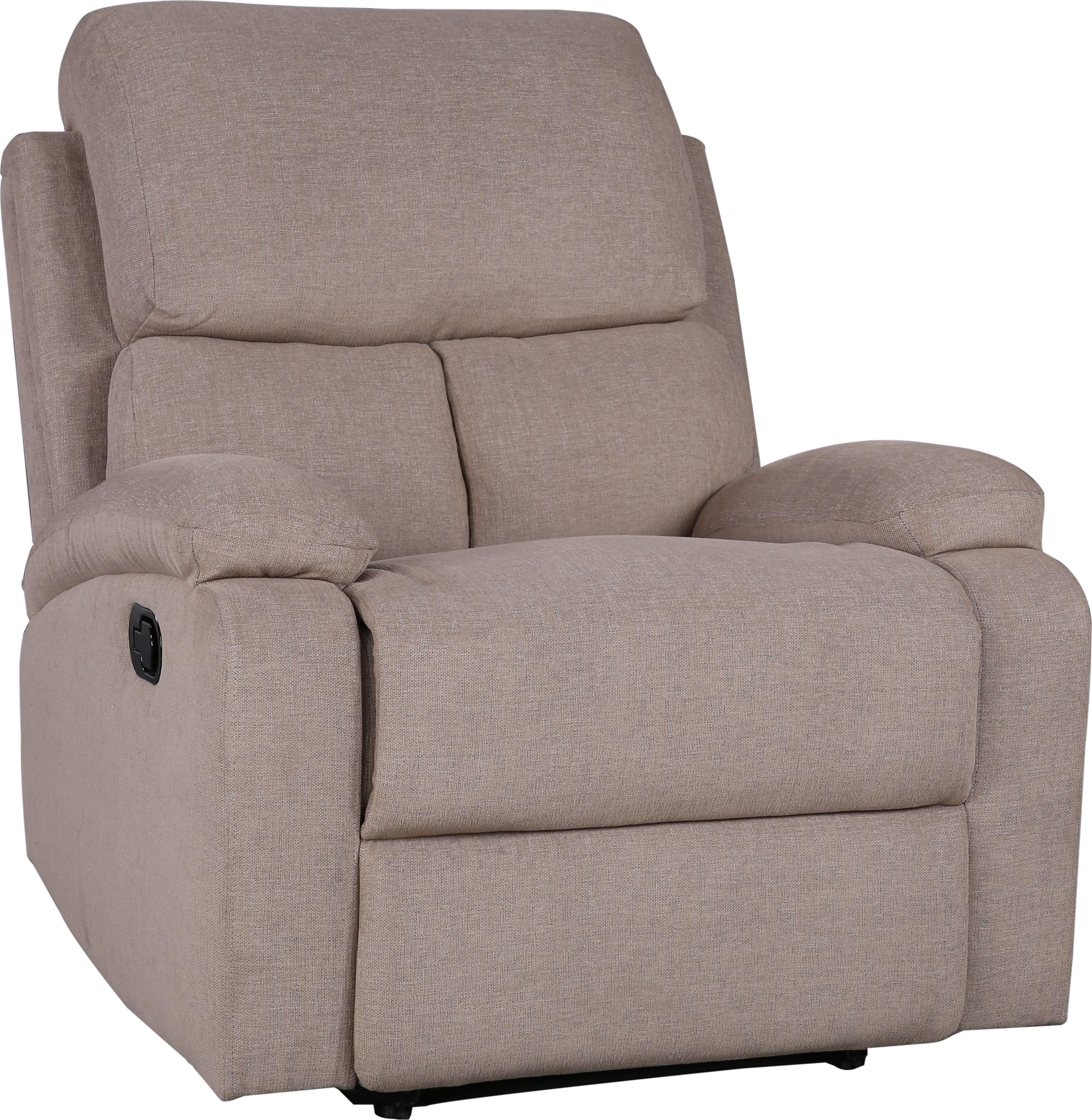 premier fabric manual recliner in brown colour by hometown