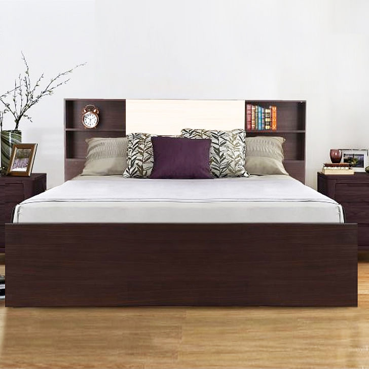 Alysson Queen Bed with Box storage in Wenge Colour