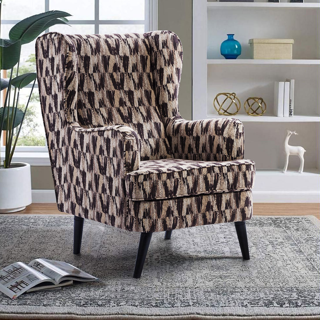 brown fabric arm chair