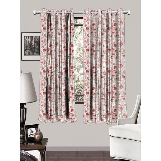Buy Splendor Pastel Flowers Polyester Window Curtain in Pink Colour Online  at Best Price-HomeTown