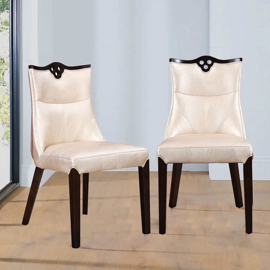 Buy Alston Solidwood Dining Chair Set of 2 in Ivory Colour Online