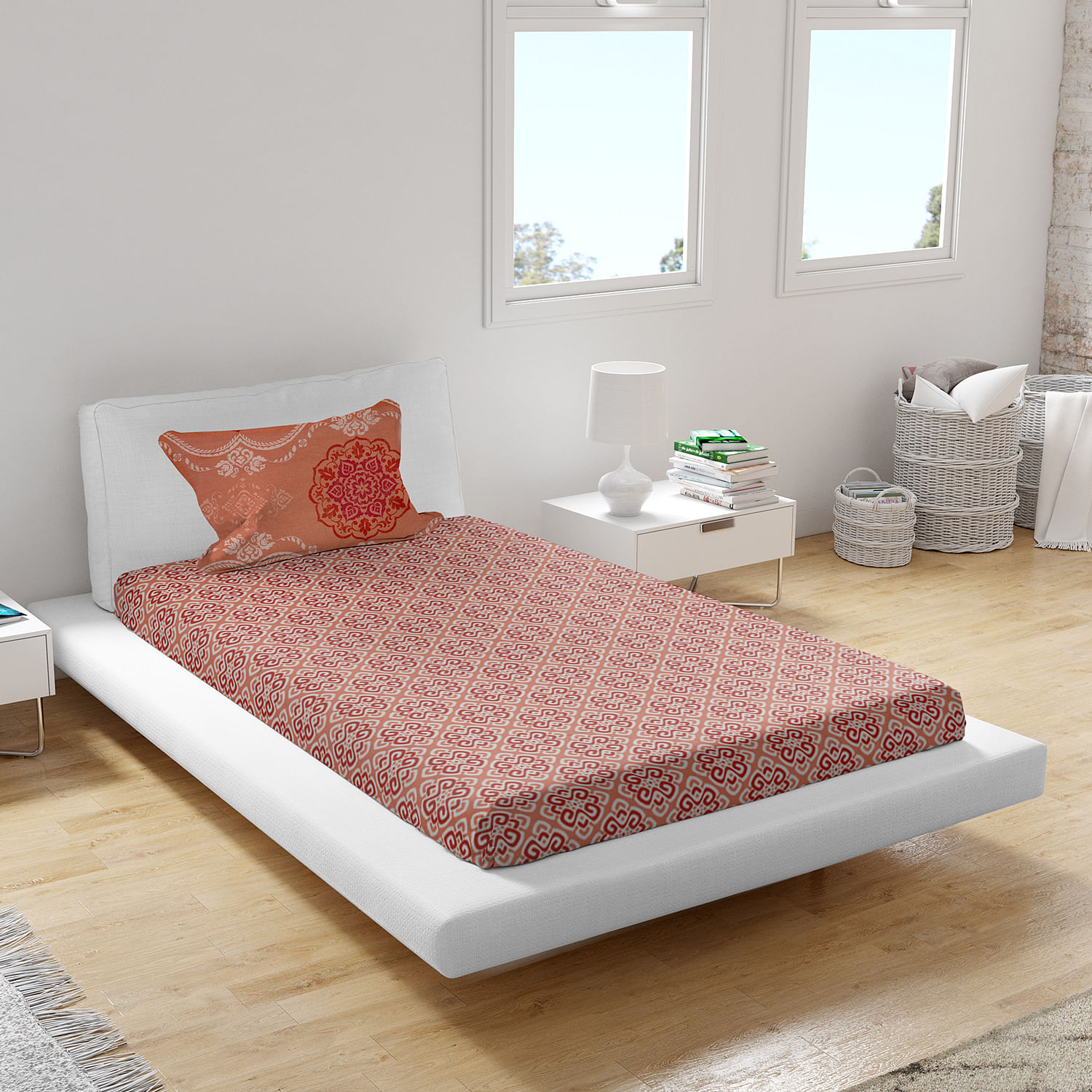 Emilia Cotton Satin Single Bed Sheet 152X228 CM in Rust Colour